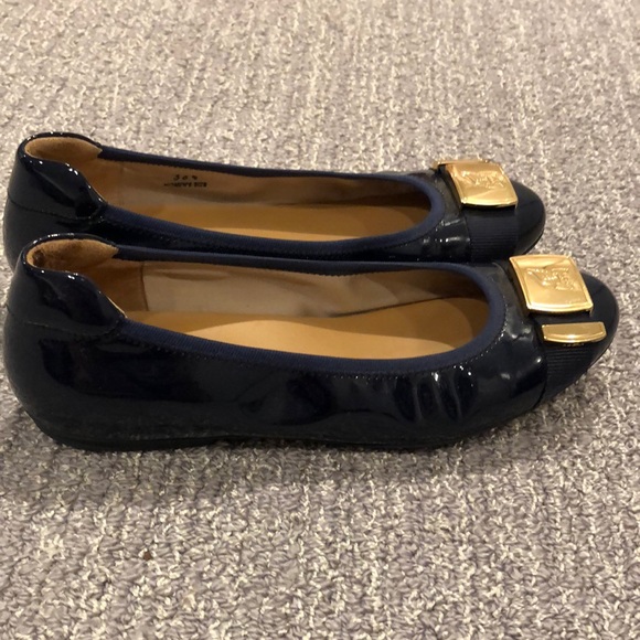 Navy Patent Leather Hogan Flats - Picture 2 of 2